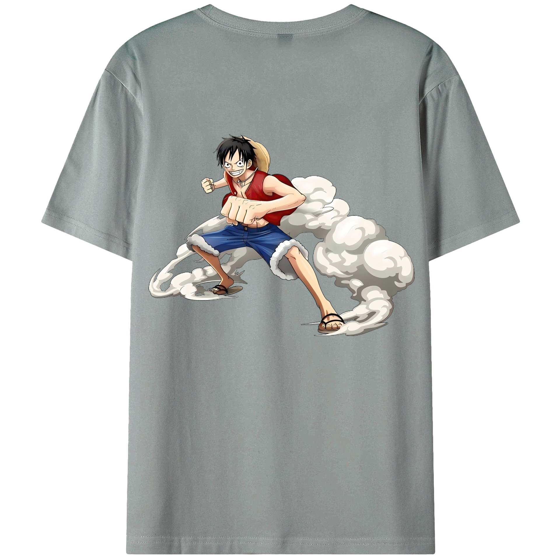 （画像用） ワンピース モンキー・D・ルフィ ONE PIECE Monkey D. Luffy 綿100％ メンズ半袖Tシャツ（バックプリント） 通気性